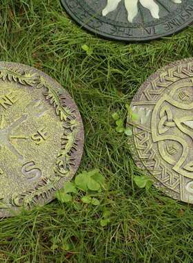 光庭院装花饰园落踏步石公园院子草坪草坪脚踏铺路垫脚石荧石地摆