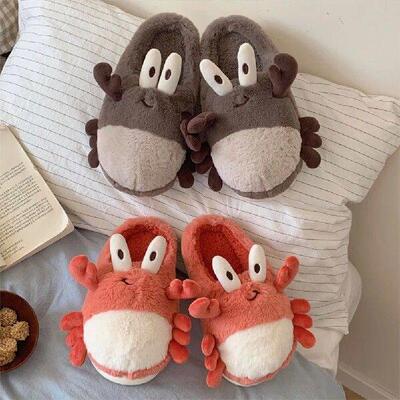 Plush Crab Slippers Comfortable Thermal Home Slippers