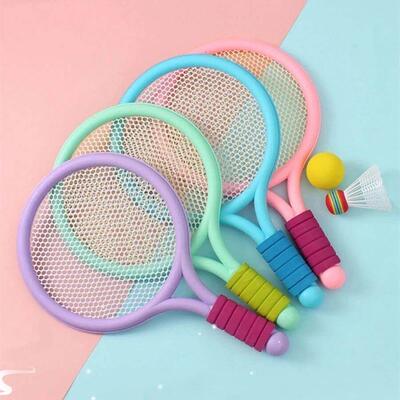 1 Set Beach Tennis Kids Dual Shuttlecock BadmintonTennis Rac