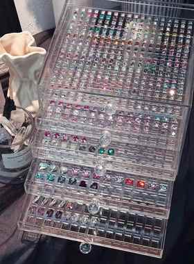 别墅新款亚克力纳收现货美甲盒美甲抽店高ZHA透明饰品屉整理小盒