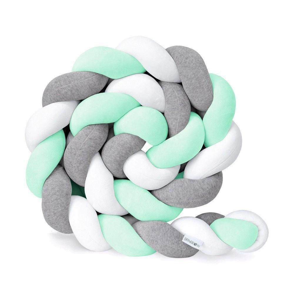 新款直销婴儿床防撞柔软打结抱枕纯色两股麻花长条手工编织床围防