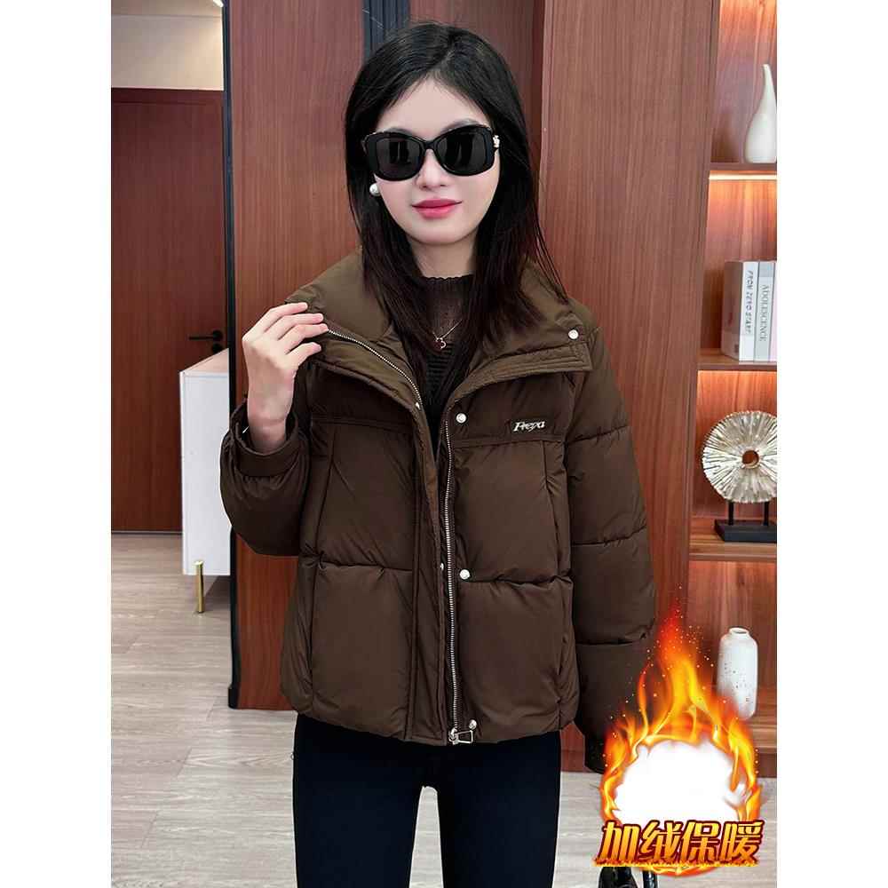 安可拉红羽绒棉服女2025冬季新款加绒加厚欧货洋气小个子面包服潮