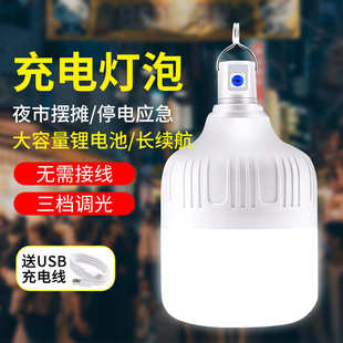 夜市灯摆地摊灯批发 LED球泡灯可充电家用户外应急露营灯泡便携式