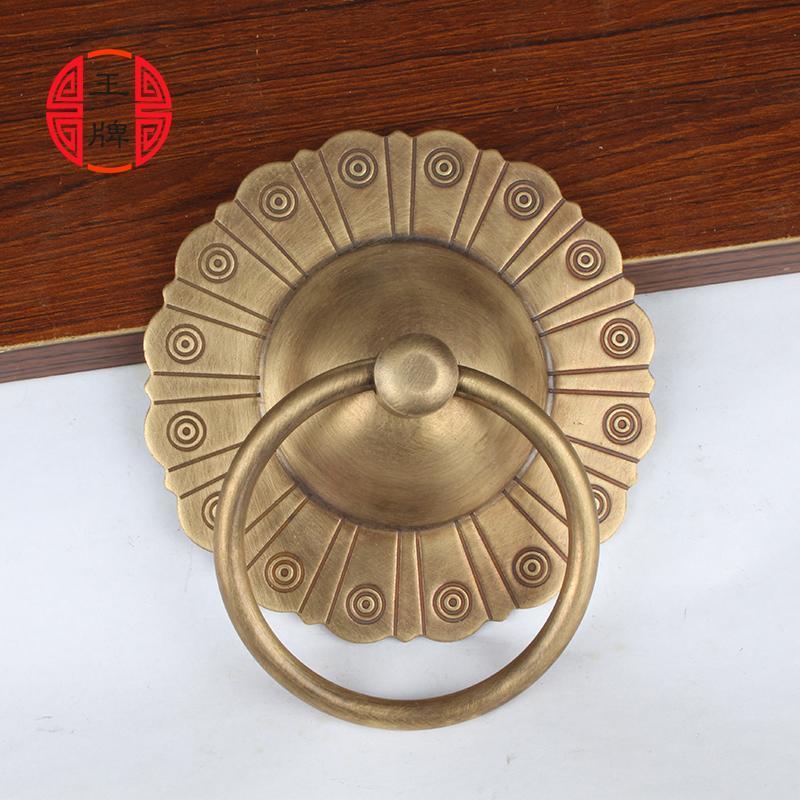 纯铜圆形田园铜拉手 中式彷古实木门简约大门拉环 覆古木门把手