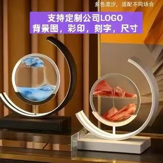 创意解压月亮款3D流沙画小夜灯摆件家居装饰品气氛灯工艺礼品摆饰