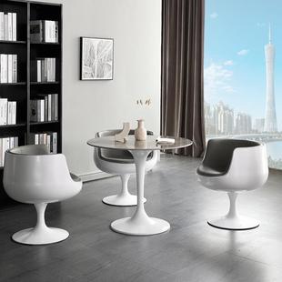 W6休岩板洽会谈桌椅组合圆形大理石创意现代接售楼处客谈KRN判闲