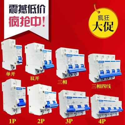 工厂直销空气开关小型断路器DZ47-63A空开家用保护器1P2P3P4P125A