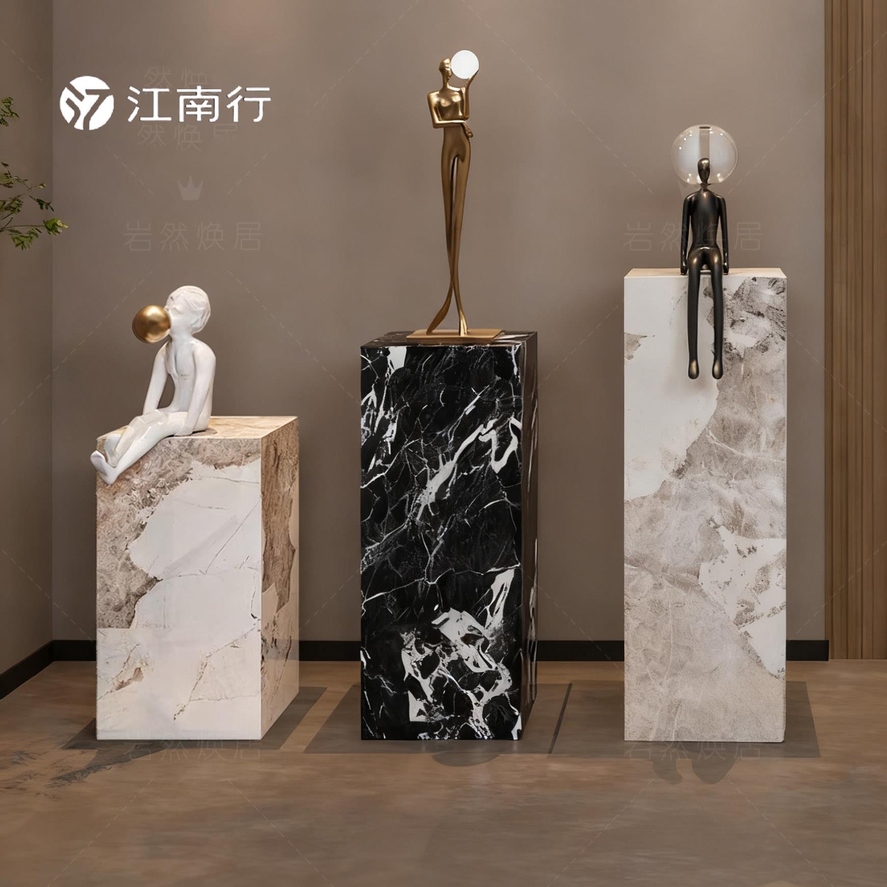 【新品】大理石摆件底座增高台客展厅落地工艺礼品摆饰装饰岩板立