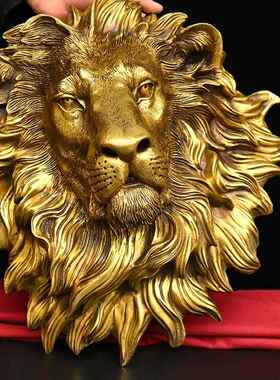 直销新款古韵斋 黄铜像铜狮子头像铜狮子头摆件家居工艺品摆设铜