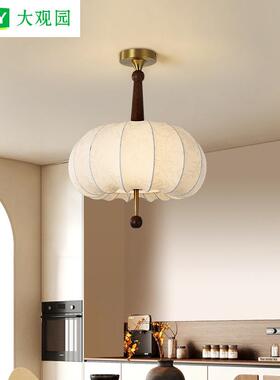 法式中古卧室布艺吊灯餐厅吧台南洋新款感半吊复古主卧民宿灯002L