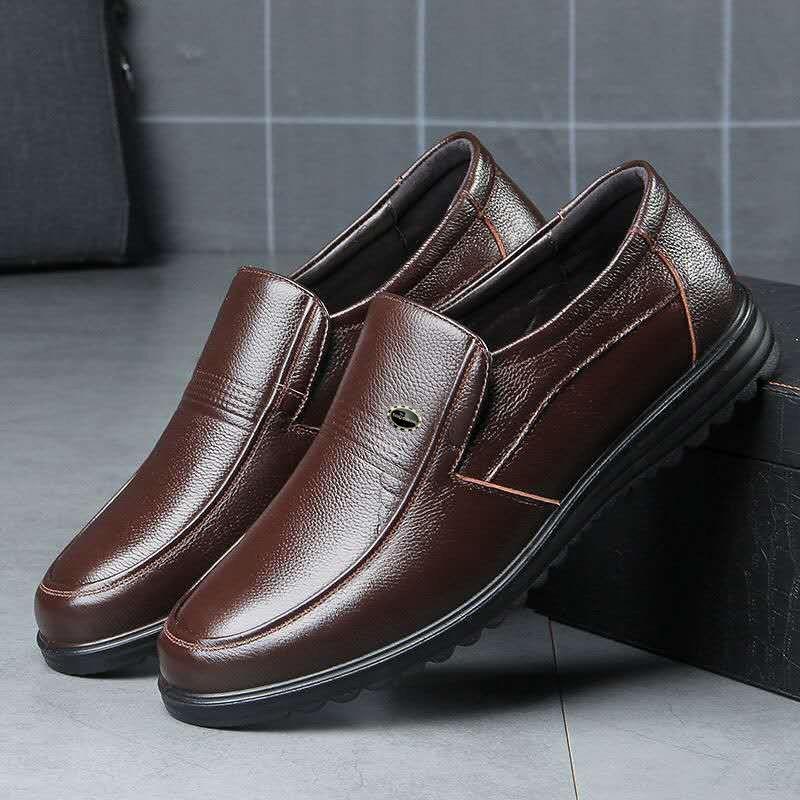 正品图思龙闲皮鞋男皮透气轻便男软皮鞋士一脚蹬软底真男鞋春季鞋