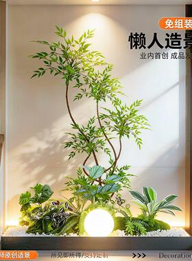楼梯下大型造景组合热带假植物室内景观仿真绿植假树盆栽装饰摆件