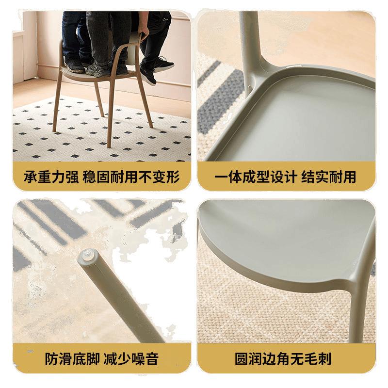 塑料椅子加厚家用可叠放餐椅简约现代靠背胶凳子书桌奶茶店休闲^