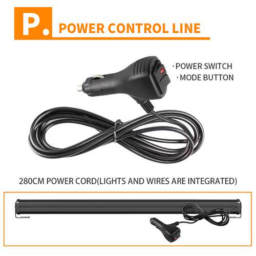 汽车LED单排前杠灯 7节爆闪警示灯 车用吸盘长条灯通用红蓝频闪灯