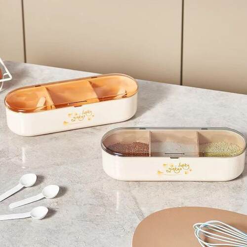 Segmented Condiment Box Organizer with Spoons, Integrated Se