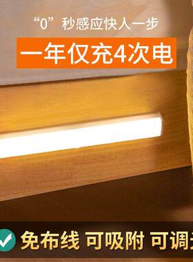 智能人体感应磁吸充电灯带装饰长条厨房衣柜橱柜led灯条免安装灯
