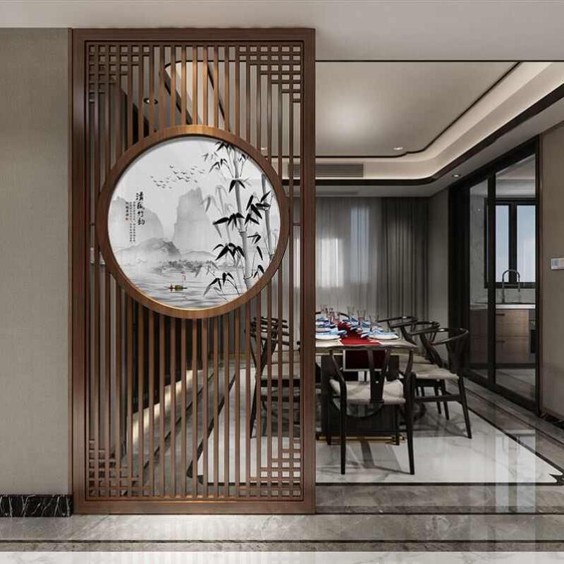 新中式实木屏风隔断客厅现代简约入户玄关柜进门入户家用镂空装饰