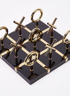 客创意新金属中字YMK母棋盘摆件现代厅办公室式房间桌面书柜软装