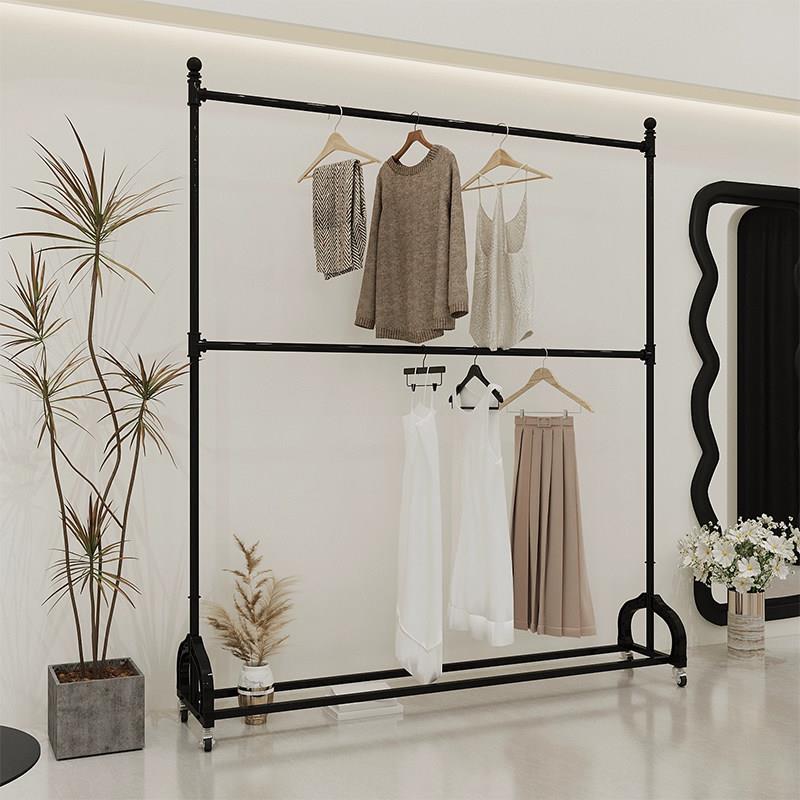 落地衣架双层卧室衣帽架双杆可移动调节服装店展示家用衣帽间挂衣