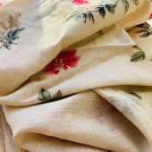 透气服装 亚麻面料 夏季 植物印花面料 布料 101印花亚麻布