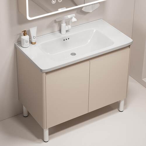 落地洗手盆柜组合蜂窝铝浴室柜卫生间大圆弧陶瓷一体洗脸盆洗漱台