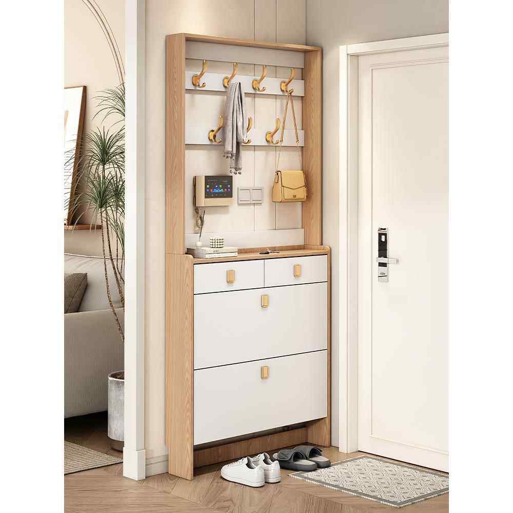 北欧超薄翻斗鞋柜带挂衣架门厅柜家用门口进门鞋架省空间收纳简约,住宅家具,鞋柜,淘宝优惠券,粉丝福利购,淘宝优惠卷