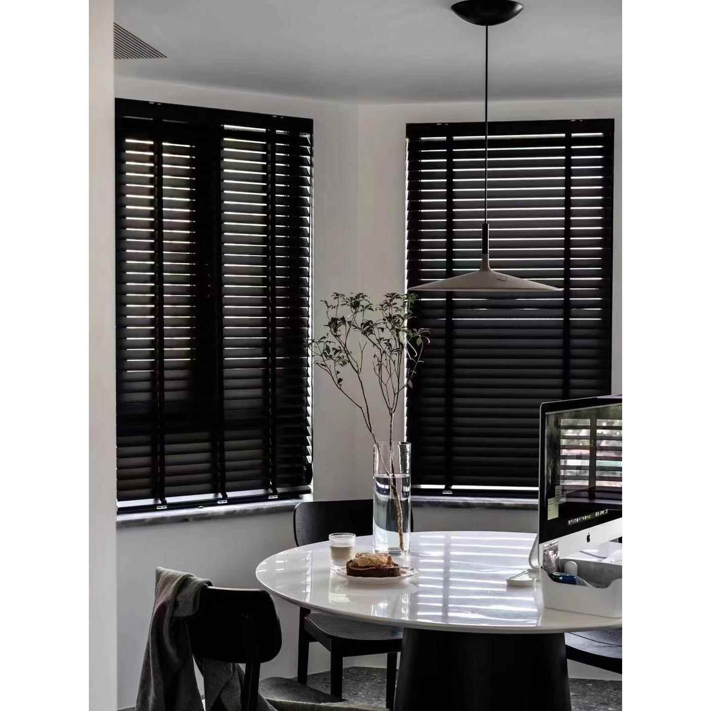 椴木实木百叶窗帘卷帘卫生间防水卧室阳台书房升降遮光窗帘竹百叶