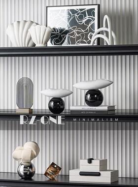 高档格调家居电视背景墙隔断书柜开放格摆件小众设计极简软装饰品