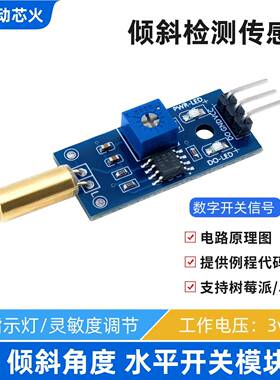 树莓派金色 SW-520D倾斜感测器模块角度震动滚珠开关检测实验套件