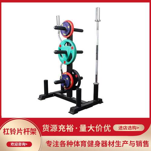 杠铃片架子家用可调节放置架杠铃杆奥杆储存支架健身哑铃片收纳架