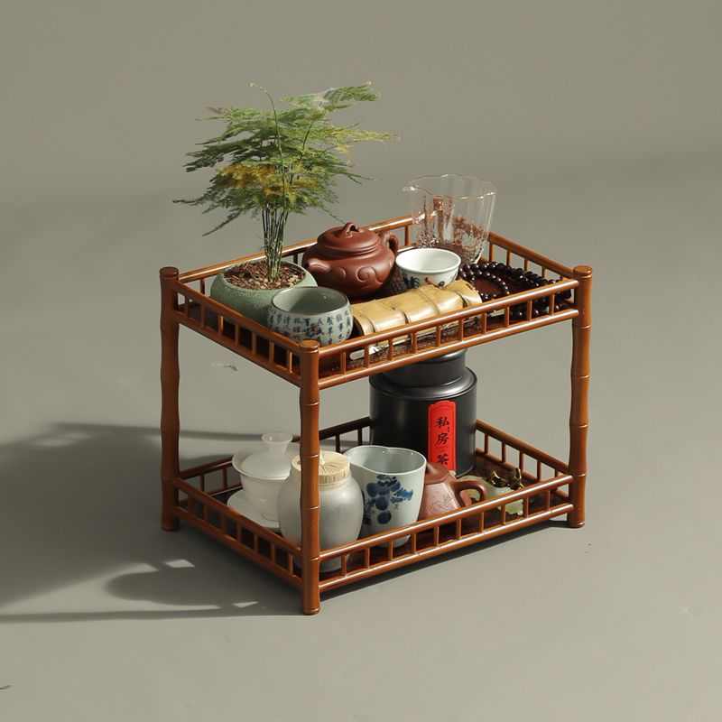中式大号紫竹茶棚展示架晾杯架茶具收纳柜博古架茶杯架桌面置物架