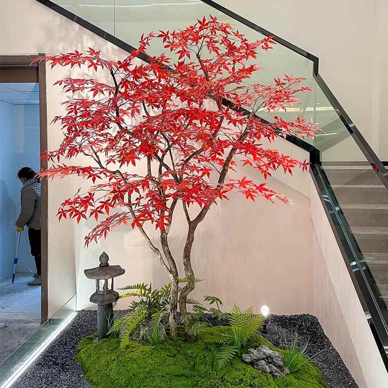 仿真枫叶树假红大型商场图片