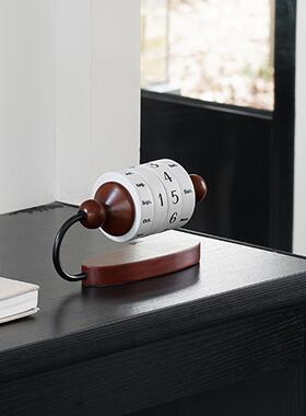 高级感奶油风桌面转轮万年日历家居桌面摆件客厅酒柜书房软装饰品