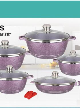 DESSINI 大理石12件套 铝锅 汤锅 厨具套装 麦饭石