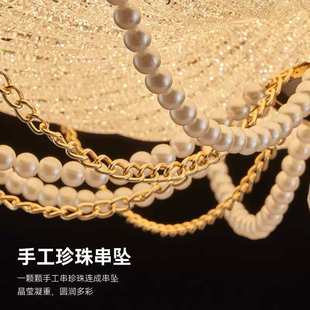 法式 房间顶灯 卧室吸顶灯led圆形南瓜灯轻奢水晶书房主卧设计师款