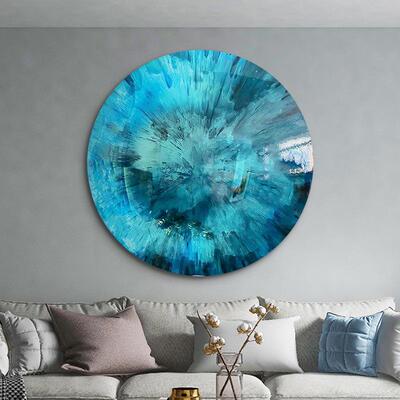 金属喷镀异形圆形装饰艺术画客厅酒店售楼部样板间展示设计实物画