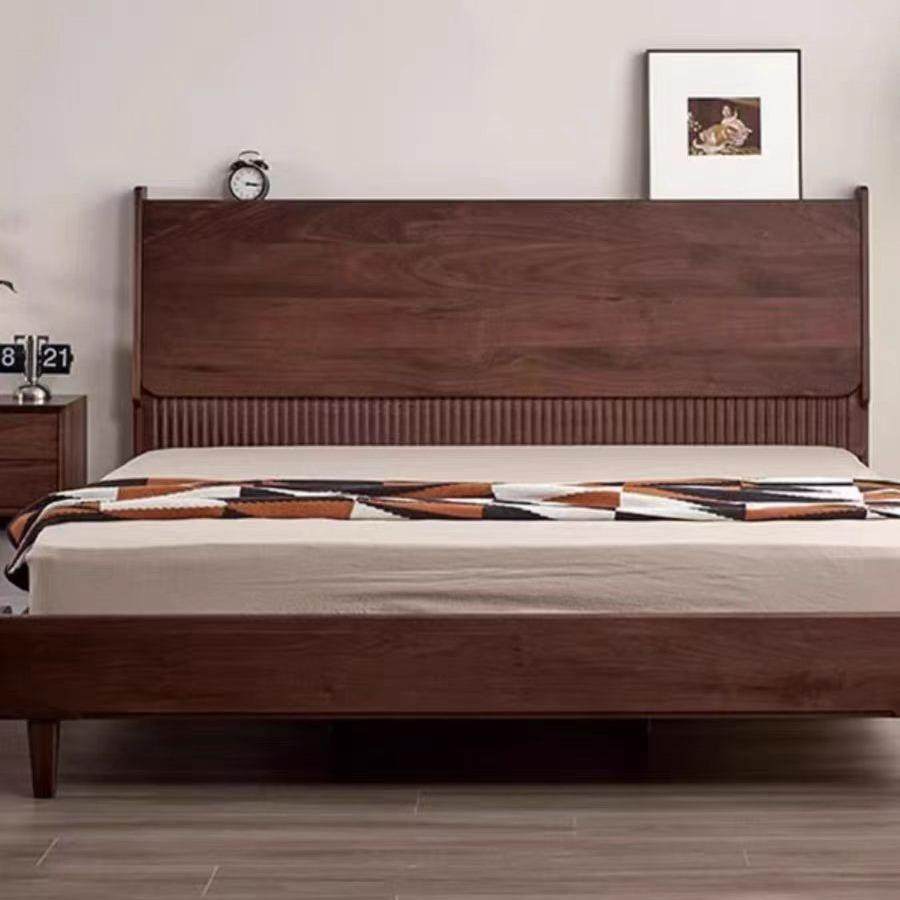 木北美全实木黑胡木琴床现桃代简ALC约樱桃原木卧室1.8米双风人大