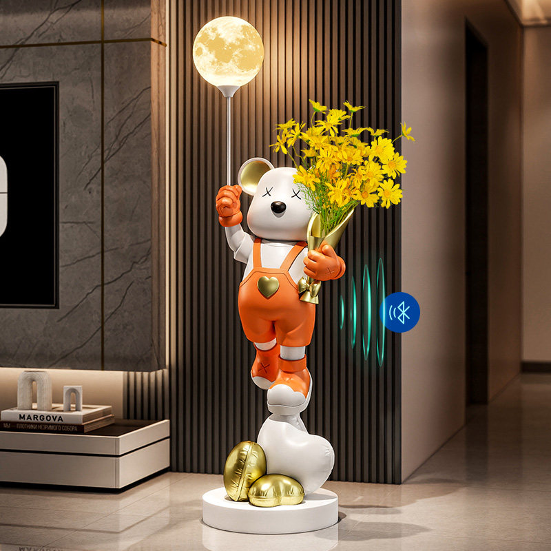 暴力熊客厅摆件电视柜沙发旁大型落地软装饰品轻奢花瓶乔迁礼物