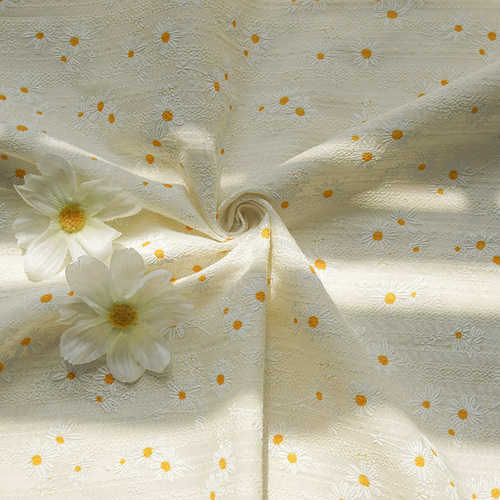 梭织纯棉印花泡泡布料 小清新雏菊碎花连衣裙居家服儿童服装面料