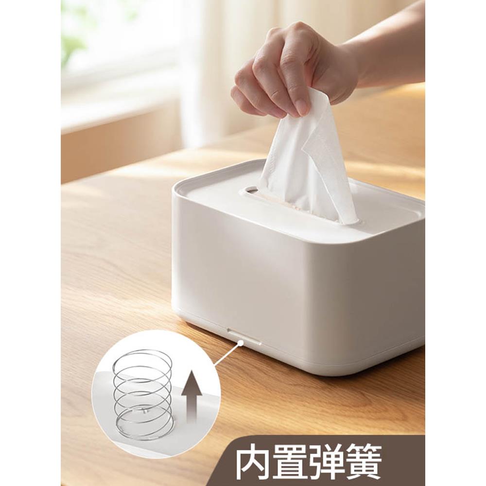 日式纸巾盒抽纸盒收纳带弹簧创意家用客厅轻奢卷纸筒现代餐巾纸