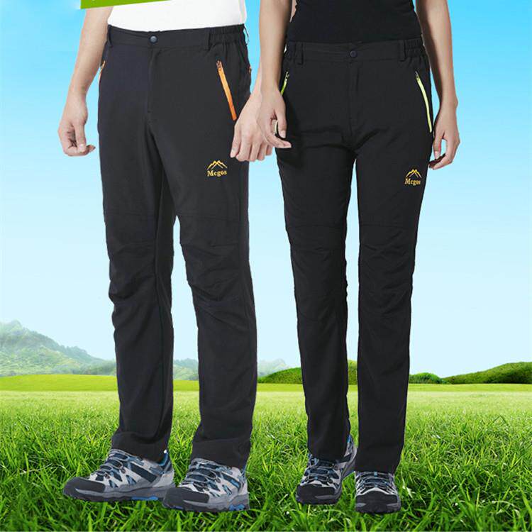 户外速干裤男夏季薄款情侣防水弹力登山裤透气快干裤女加印
