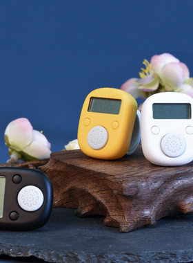 计数器手按戒指新款黑色换电池夜光计数器手按迷你计算器电子显数