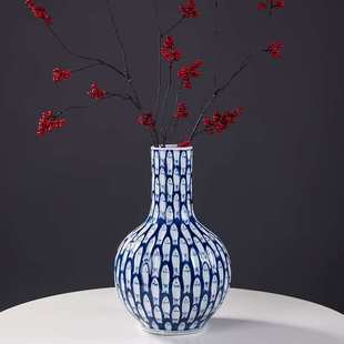 景德镇陶瓷花瓶秦华鱼瓶新中式花瓶高级感客厅装饰酒柜瓷器摆件