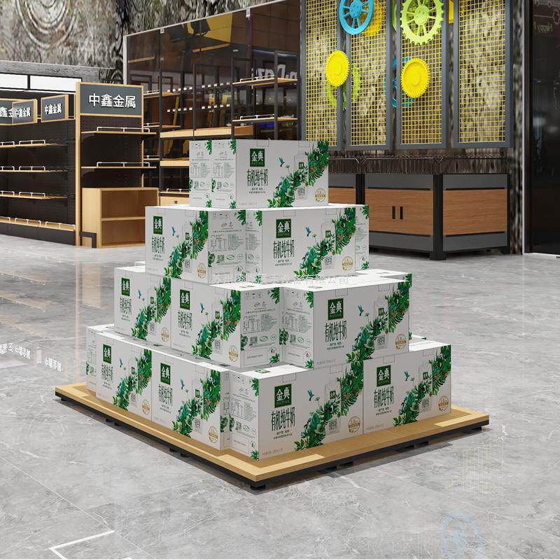 超市堆头展示架促销礼品牛奶地堆展示台陈列货架假底托盘隔板