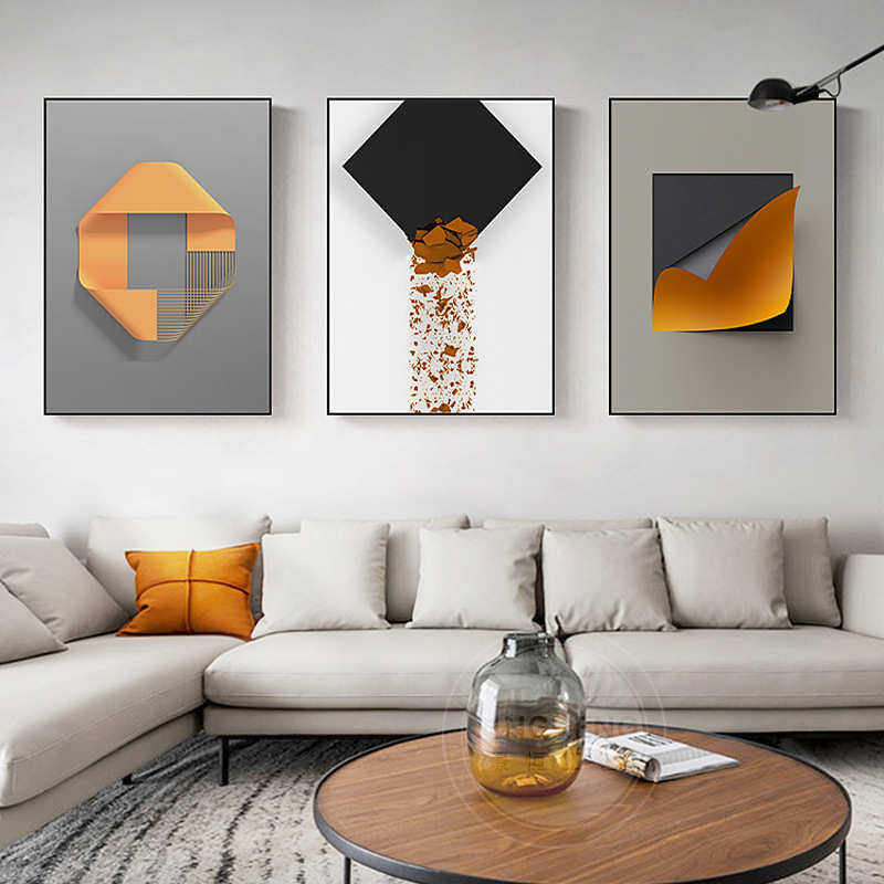 倾泻的意念现代简约抽象装饰画橙色壁画沙发背景墙画客厅餐厅挂画