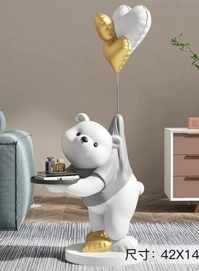 高档卡通熊客大落地摆件电视柜发旁型边轻厅奢装饰高档乔迁沙新居