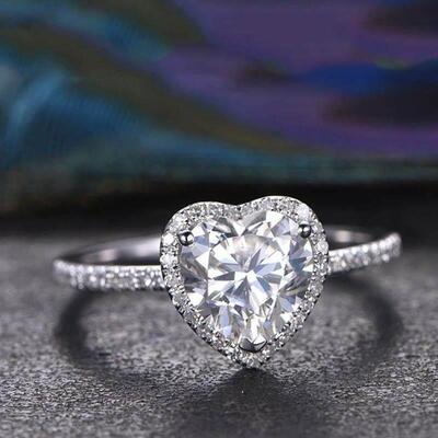 Heart Rings for Women Silver Color Bridal Jewelry Cubic Ring