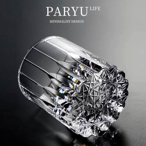 PARYU江户切子星芒杯威士忌酒杯厚底家用洋酒杯高档水晶杯玻璃杯