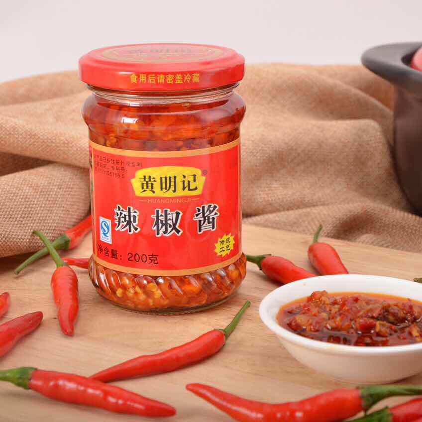 黄明记辣椒酱蒜蓉辣椒200g瓶香辣潮汕特产下饭烹饪调味火锅蘸酱