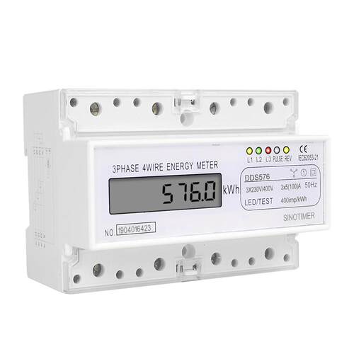DDS576 三相液晶显示家用380V 导轨式电度表7P电能表 5(100)A